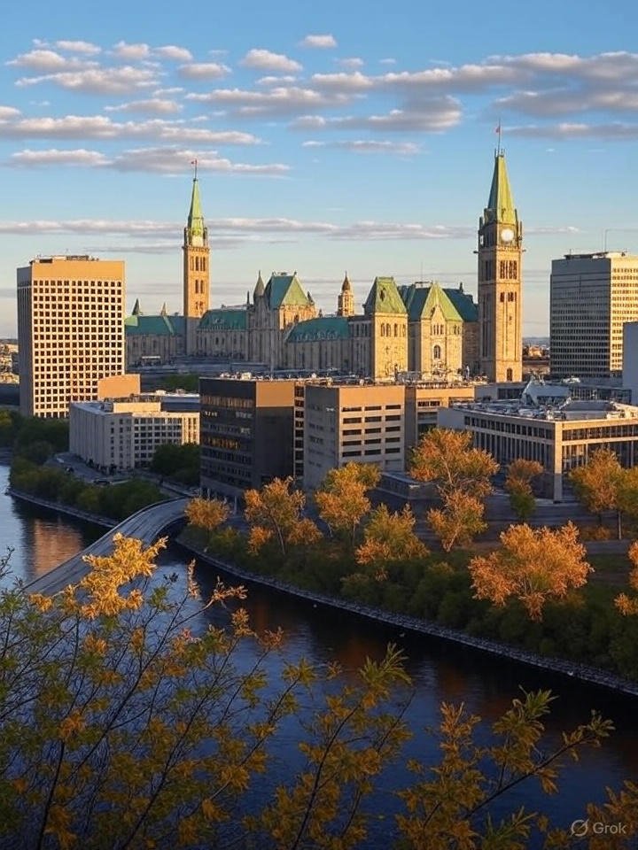 Vue aérienne rivière Ottawa bâtiments - Photographie immobilière drone