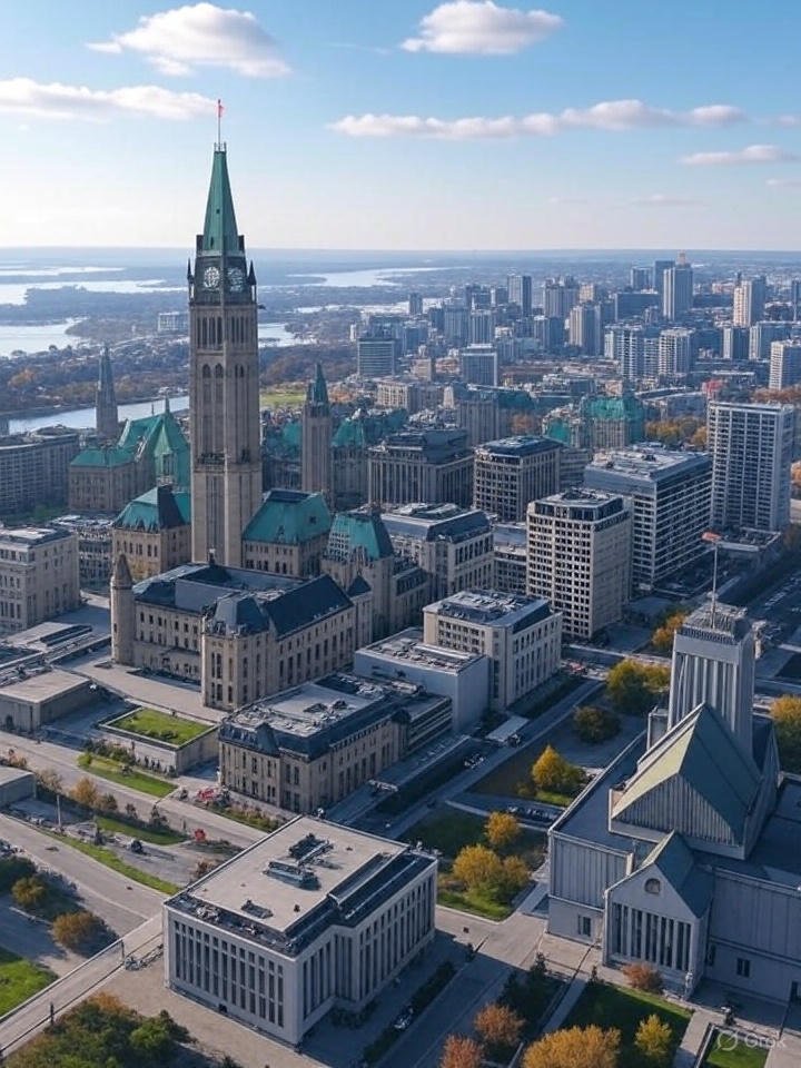 Vue aérienne Ottawa centre-ville - Photographie drone HD 4K